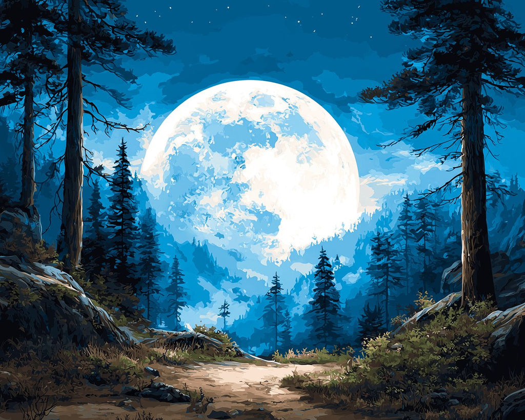 Lune Géante dans la Forêt Peinture par Numéros