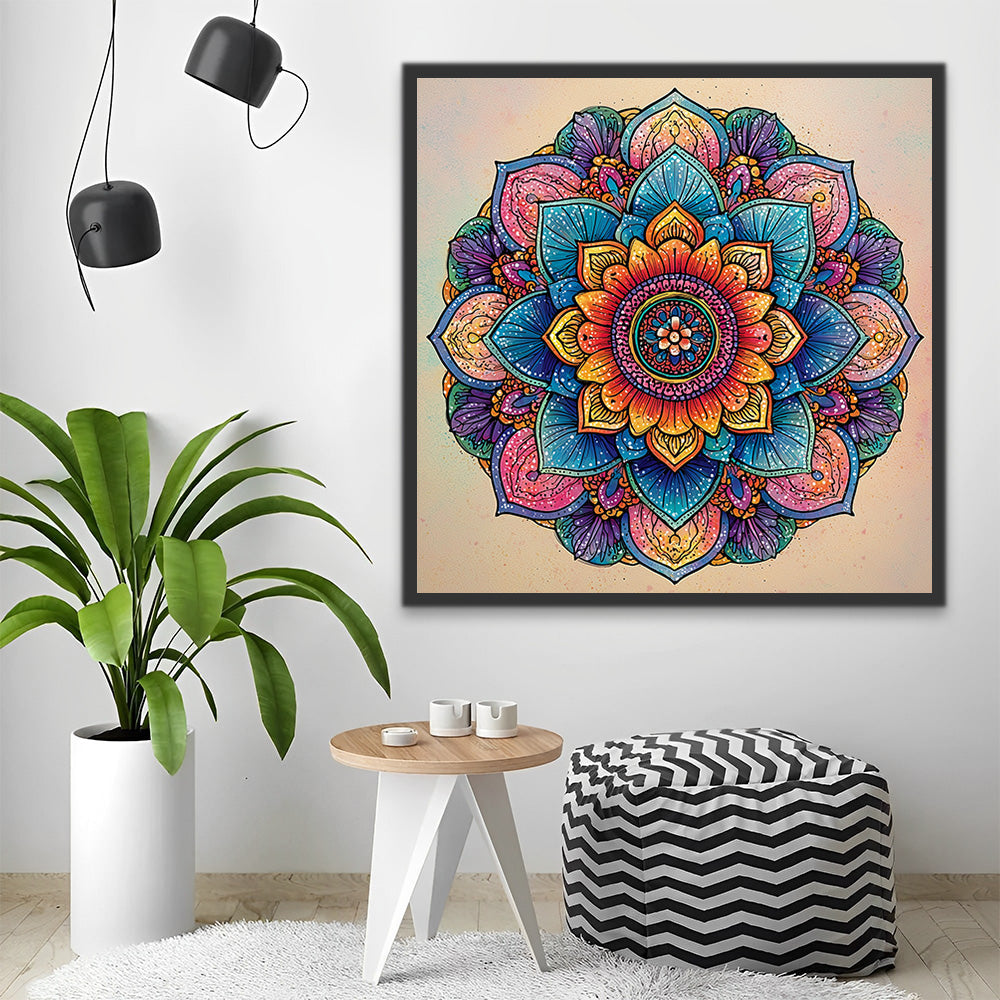 Magnifique Mandala de Lotus Peinture par Numéros