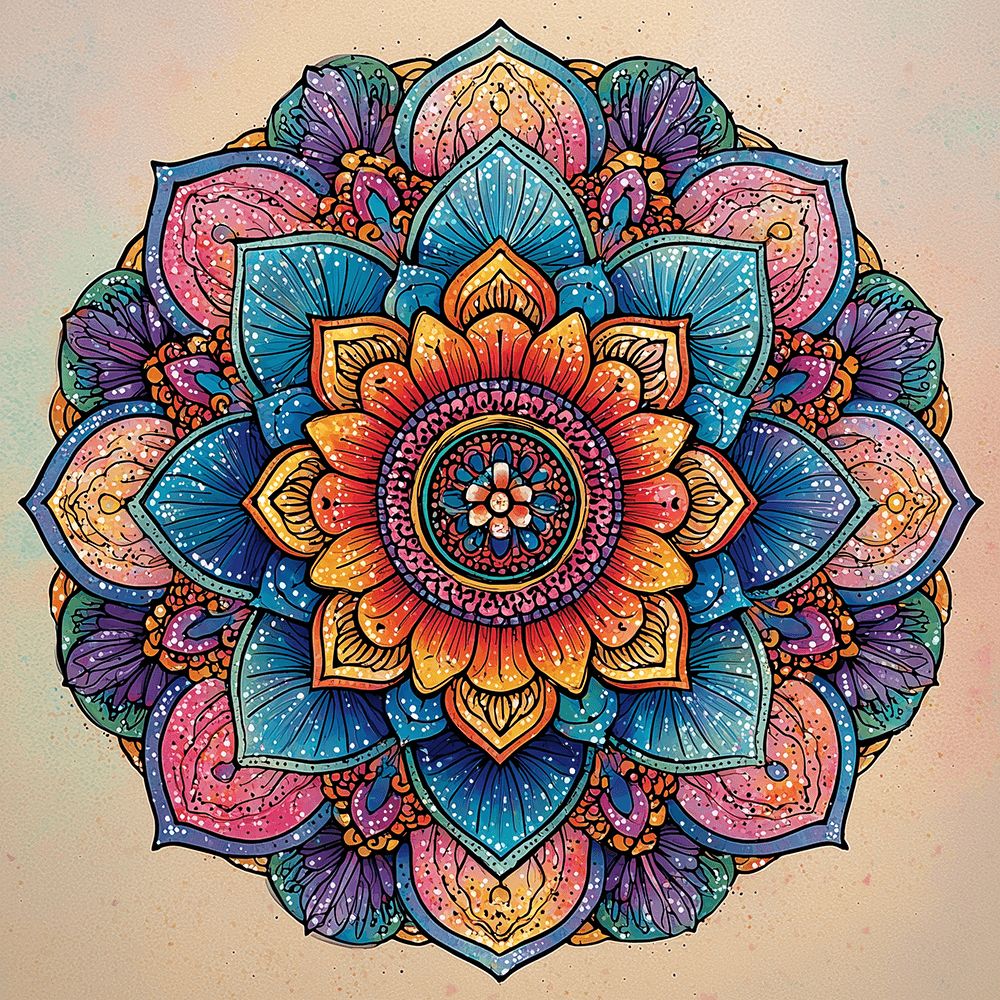 Magnifique Mandala de Lotus Peinture par Numéros