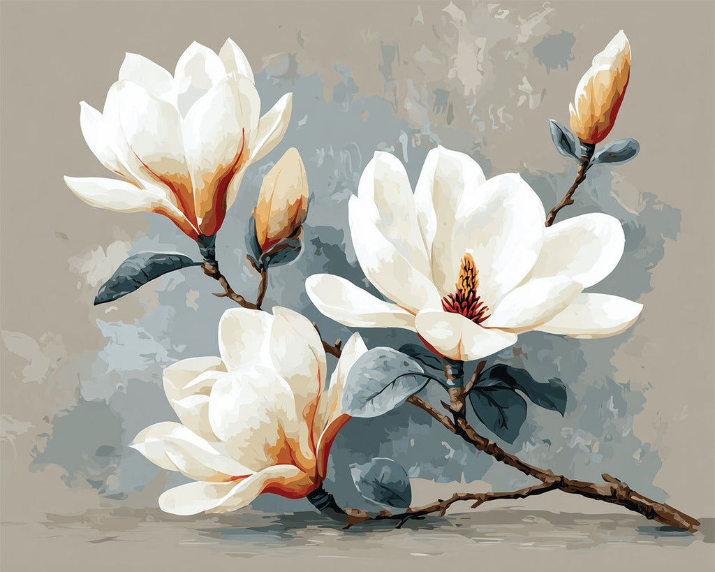 Magnolia Blanc Pur Peinture par Numéros
