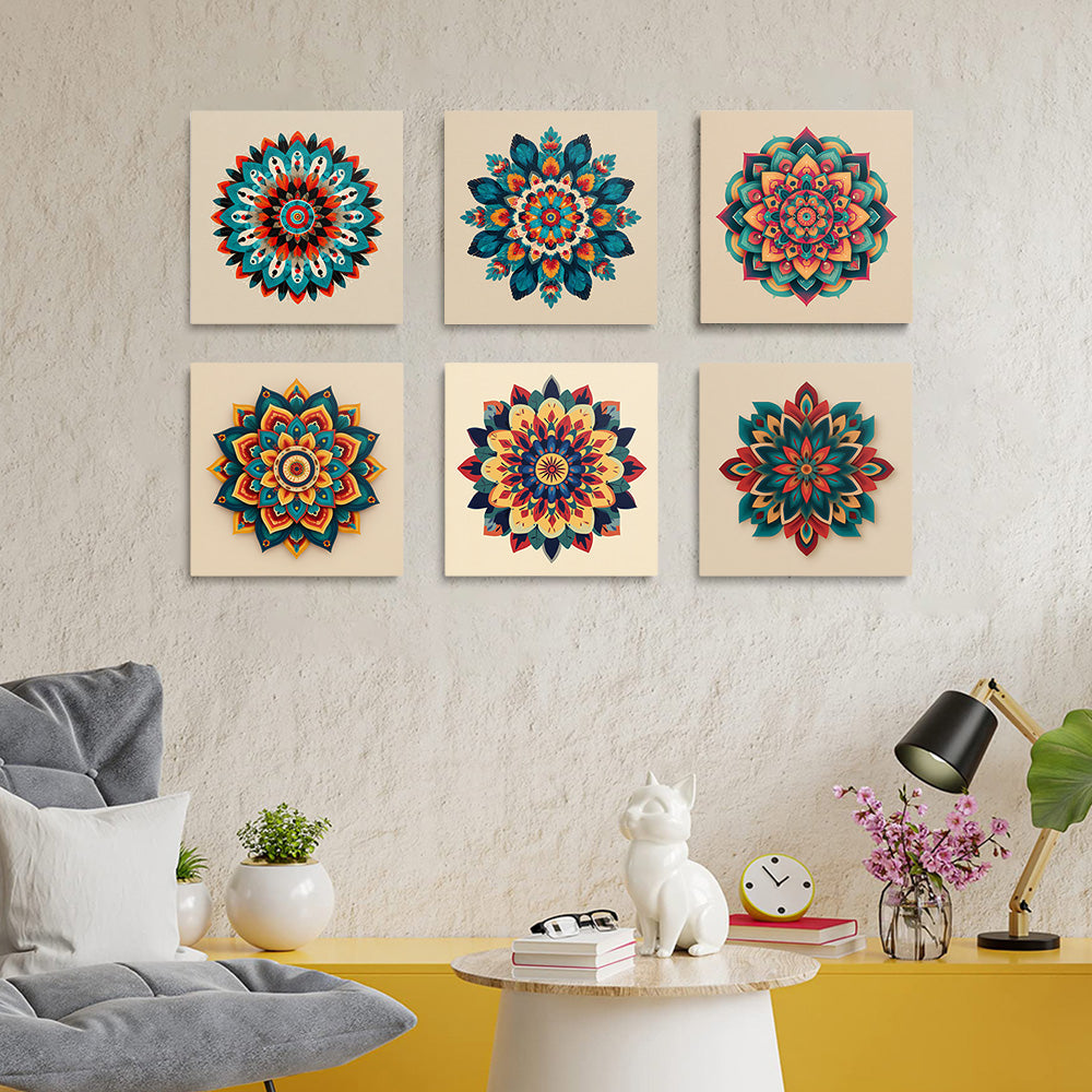 Mandala de Lotus 6 Mini Peintures par Numéros
