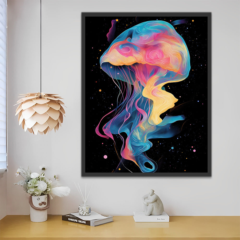 Méduses Colorées dans L’Obscurité Peinture par Numéros
