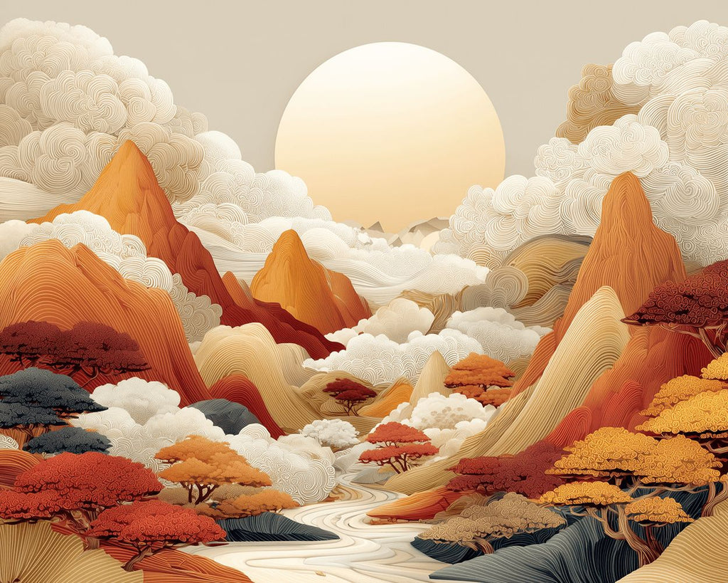 Mer de Nuages et Montagnes au Lever du Soleil Peinture par Numéros