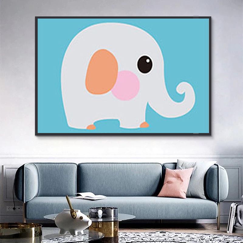 Mignon Éléphant Cartoon Enfants Peinture par Numéros