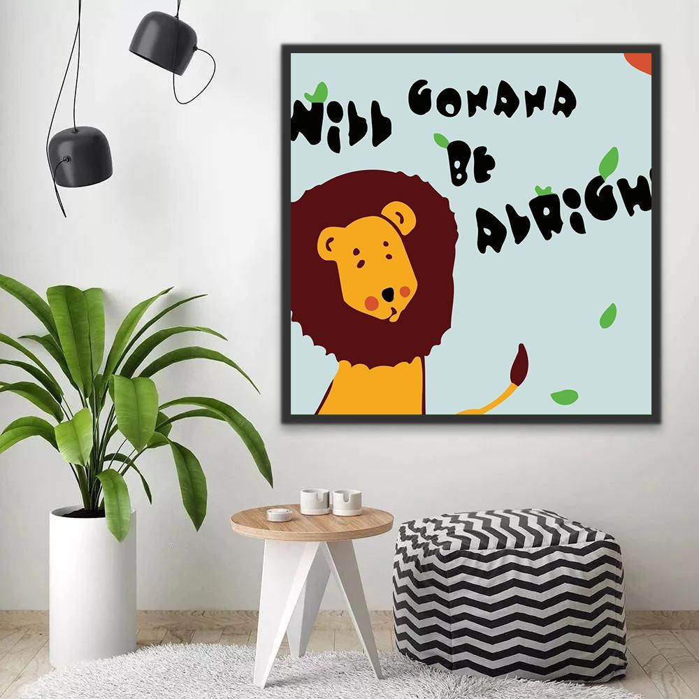 Mignon Lion Cartoon Enfants Peinture par Numéros