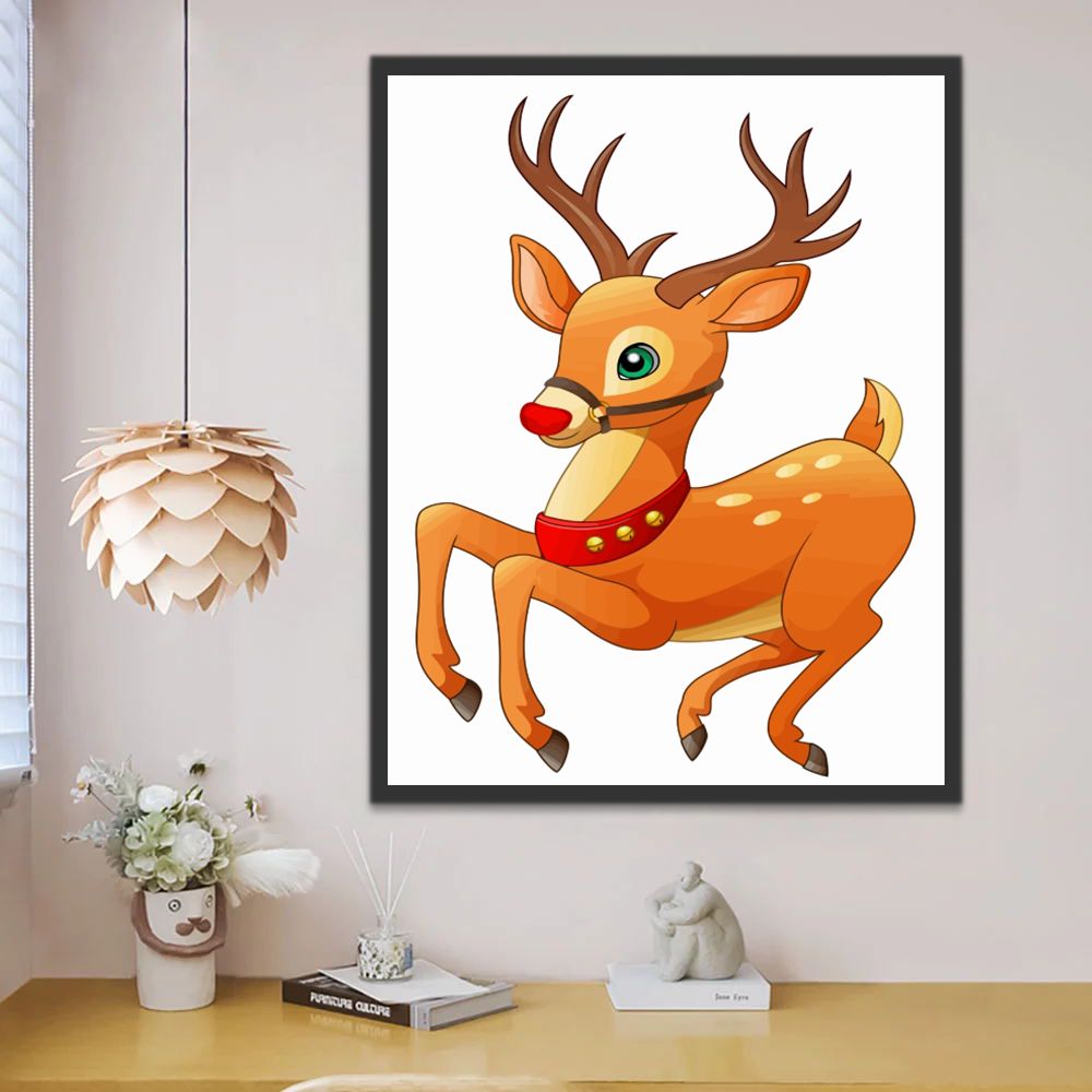 Mignonne Renne Cartoon Enfants Peinture par Numéros