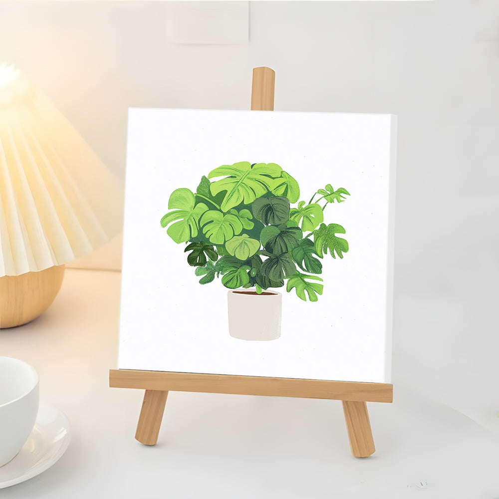 Monstera en Pot Mini Peinture par Numéros
