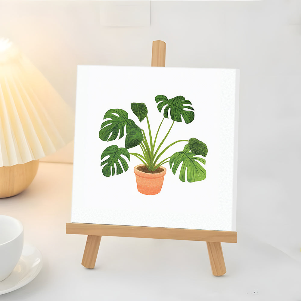 Monstera en Pot Mini Peinture par Numéros