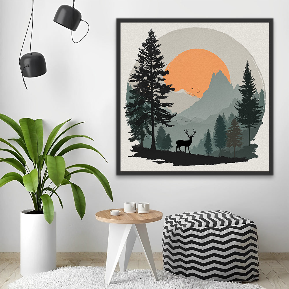 Montagnes au Lever du Soleil Peinture par Numéros