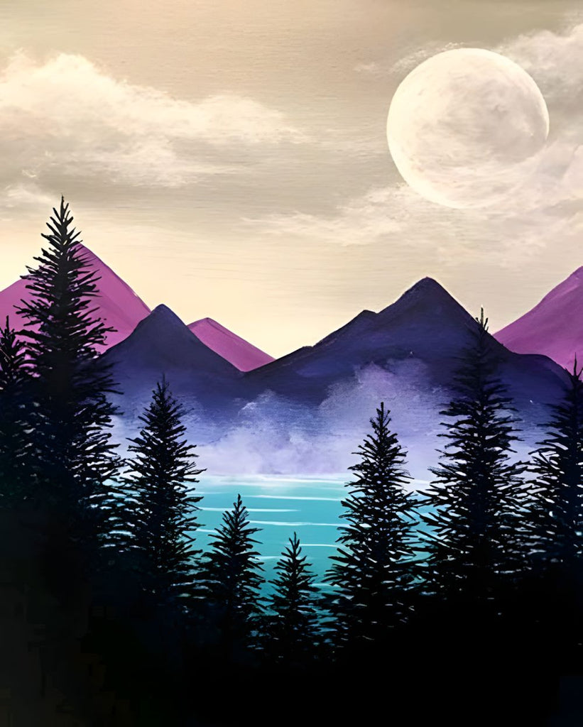 Montagnes et Lac Peinture par Numéros