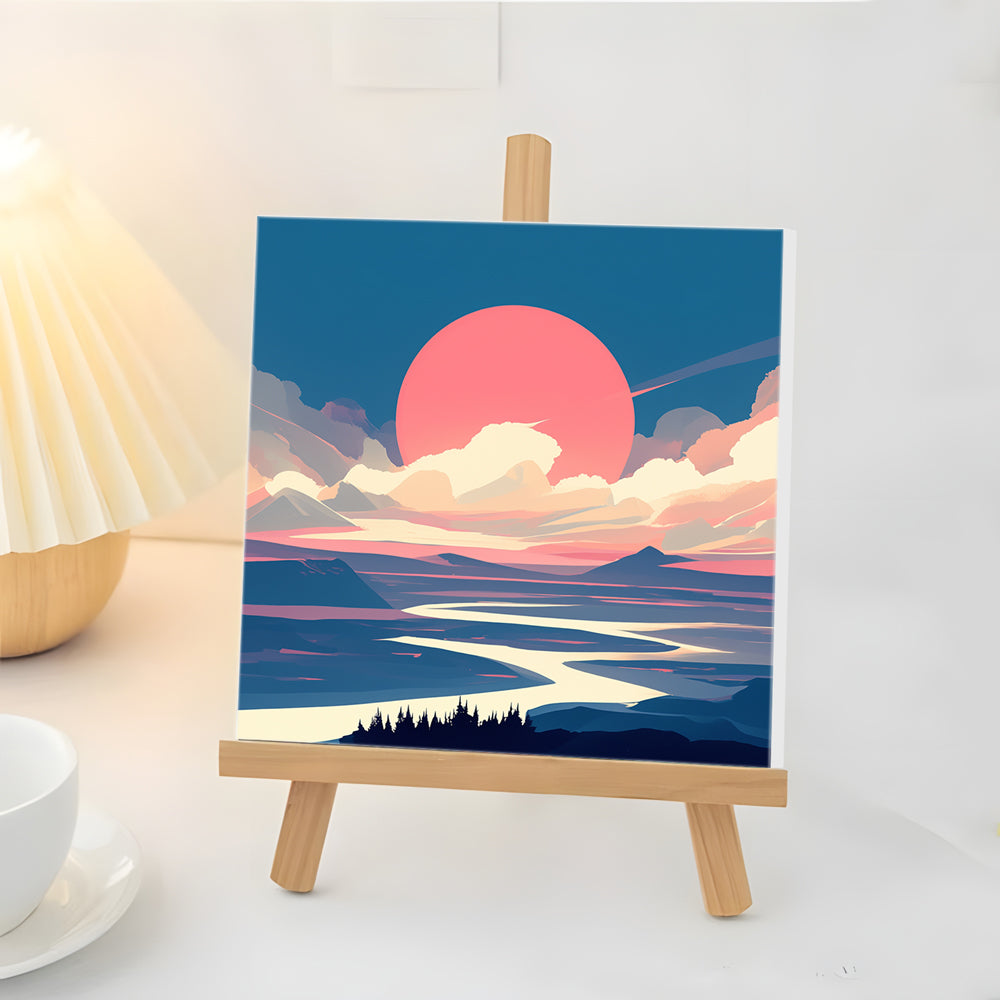 Montagnes et Rivières À la Lumière du Matin Mini Peinture par Numéros