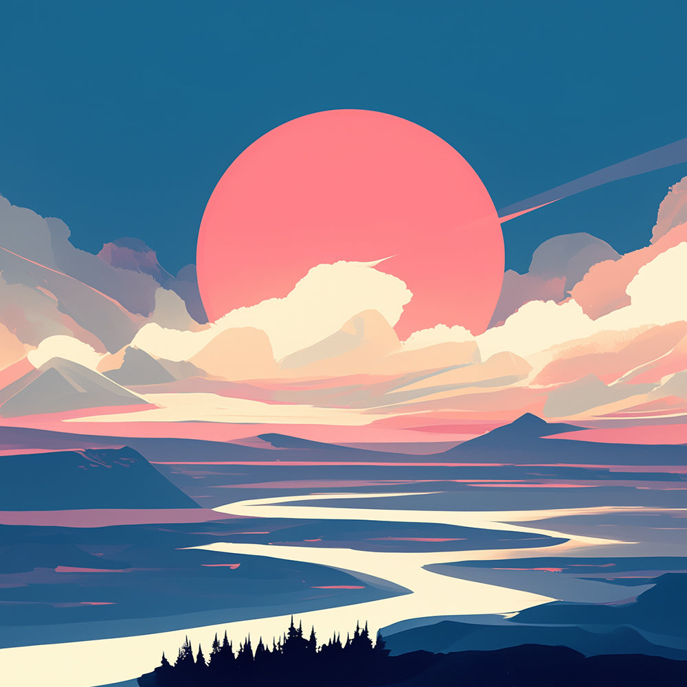 Montagnes et Rivières À la Lumière du Matin Mini Peinture par Numéros