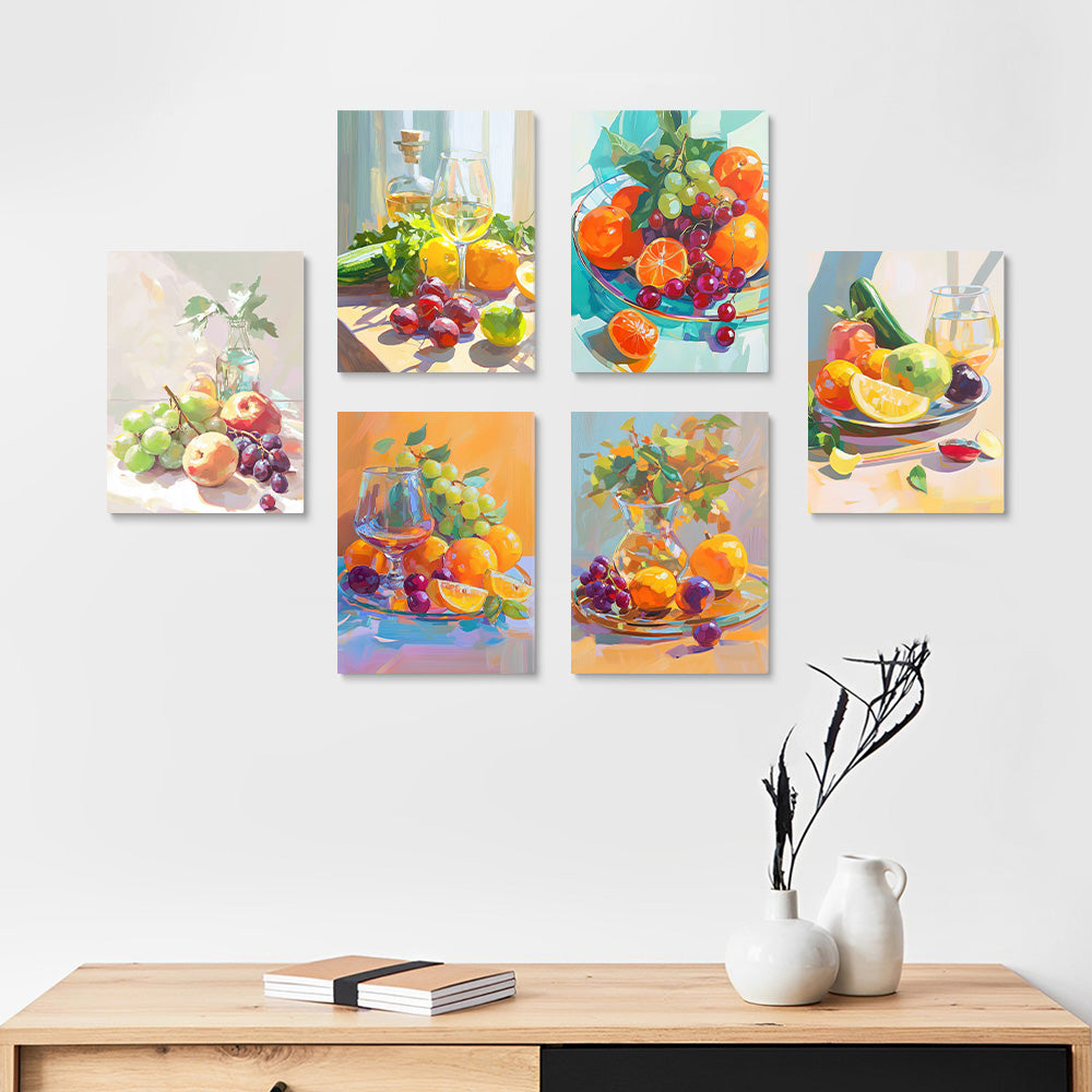 Nature morte de Fruits 6 Mini Peintures par Numéros