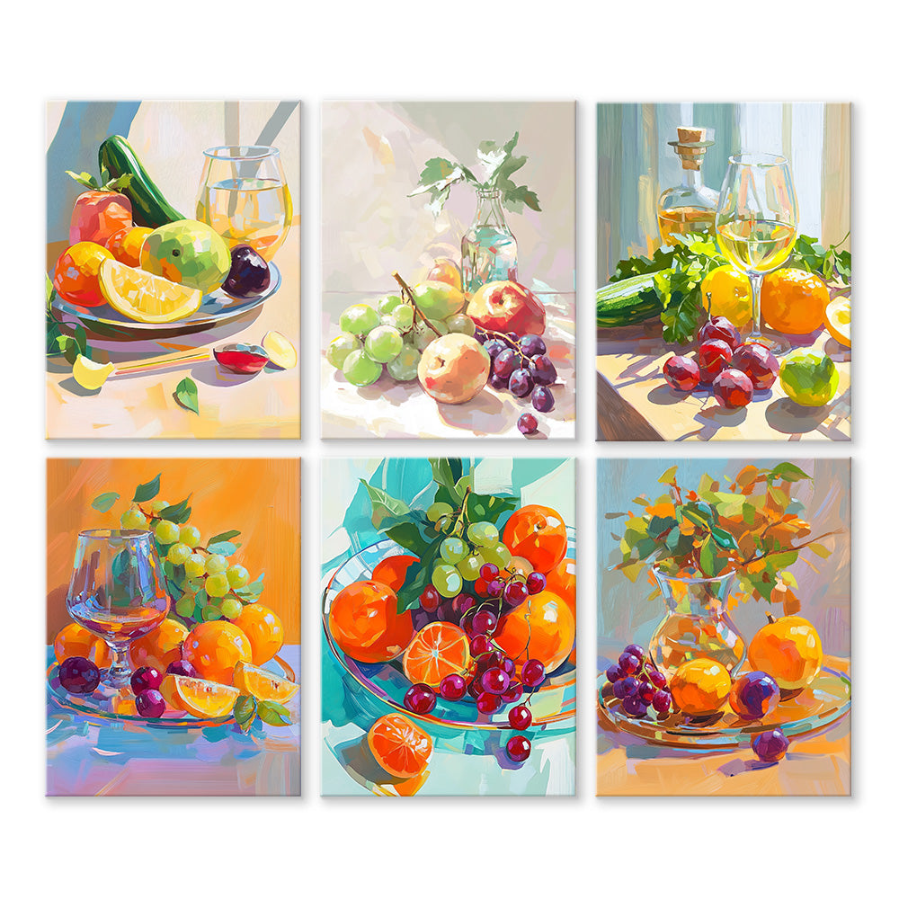 Nature morte de Fruits 6 Mini Peintures par Numéros
