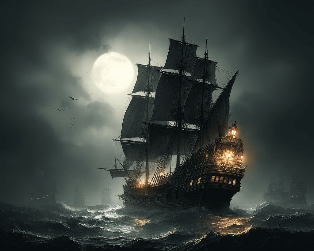 Navire sur la Mer sous les Nuages Sombres Peinture par Numéros