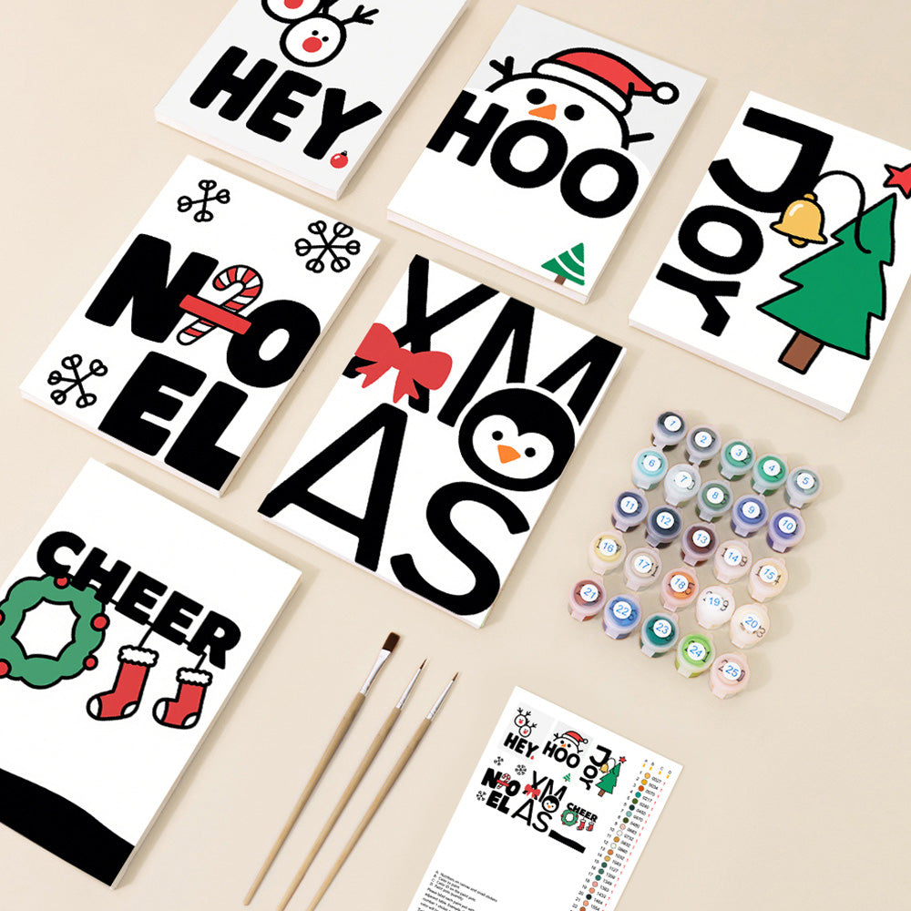 Noël Blanc 6 Mini Peintures par Numéros