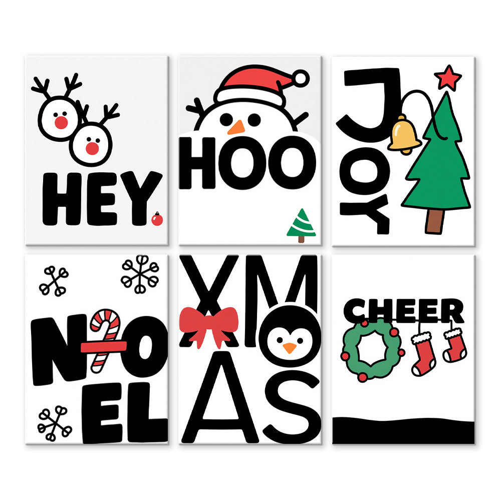 Noël Blanc 6 Mini Peintures par Numéros