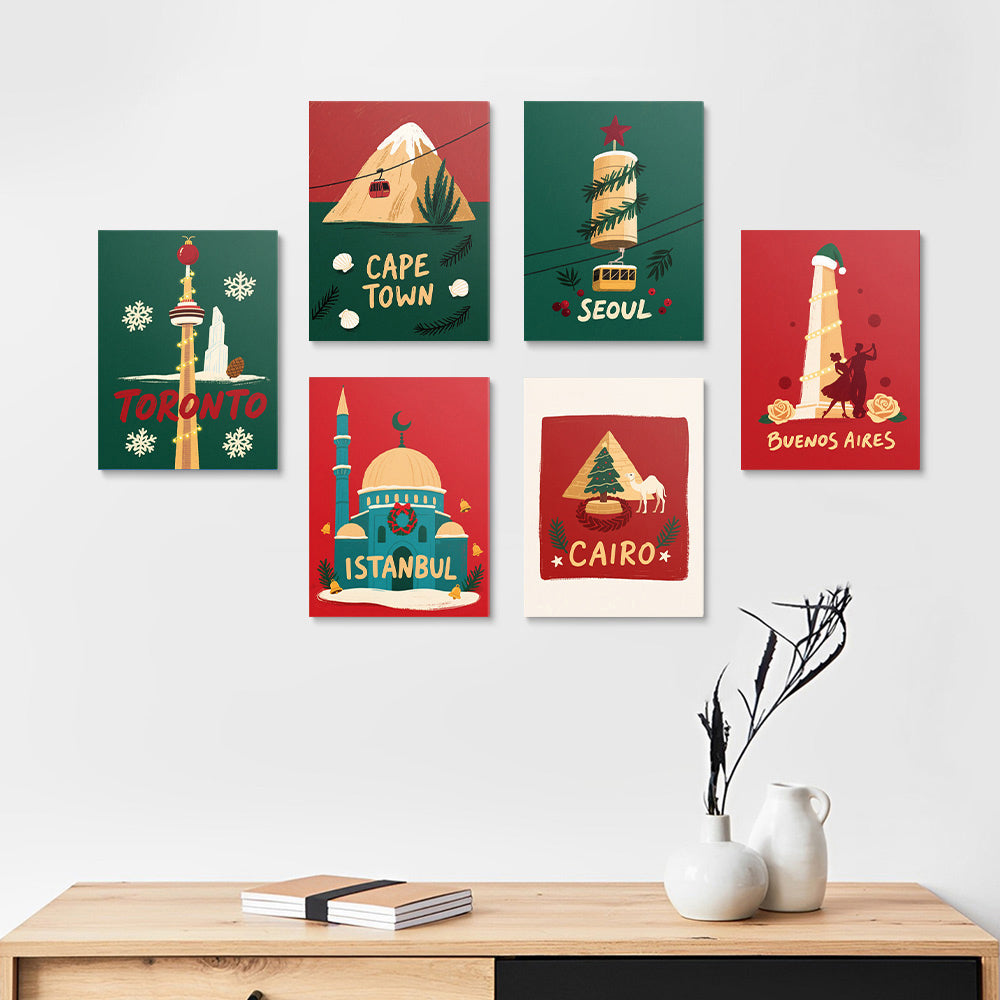 Noël dans Diverses Villes 6 Mini Peintures par Numéros