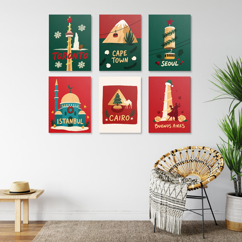 Noël dans Diverses Villes 6 Mini Peintures par Numéros