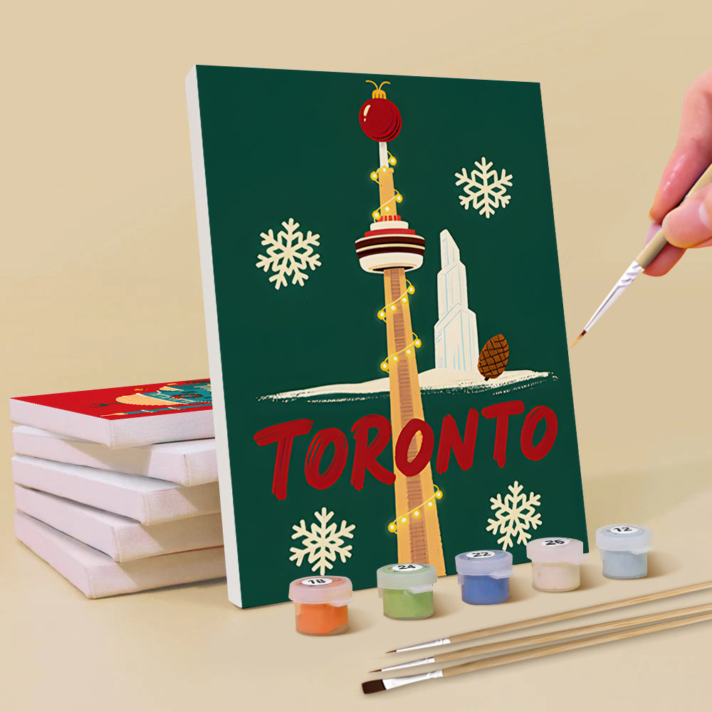 Noël dans Diverses Villes 6 Mini Peintures par Numéros