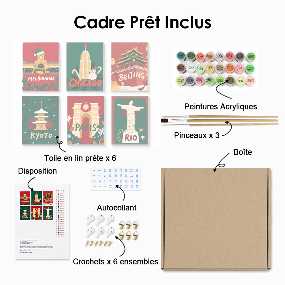 Noël dans la Capitale 6 Mini Peintures par Numéros