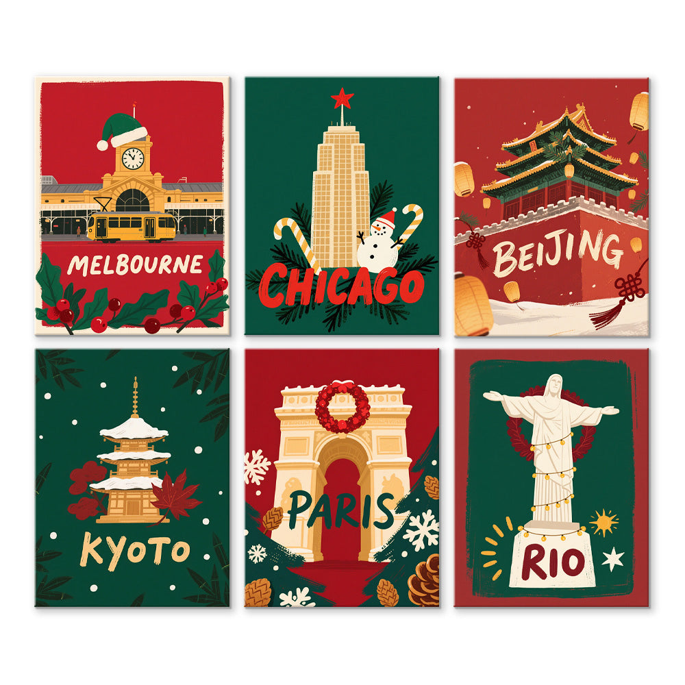 Noël dans la Capitale 6 Mini Peintures par Numéros