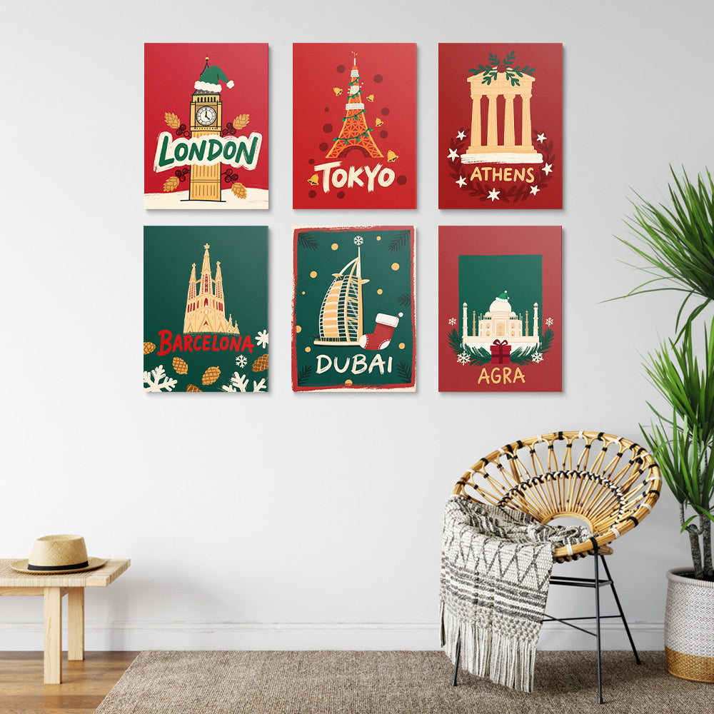 Noël dans les Pays Développés 6 Mini Peintures par Numéros