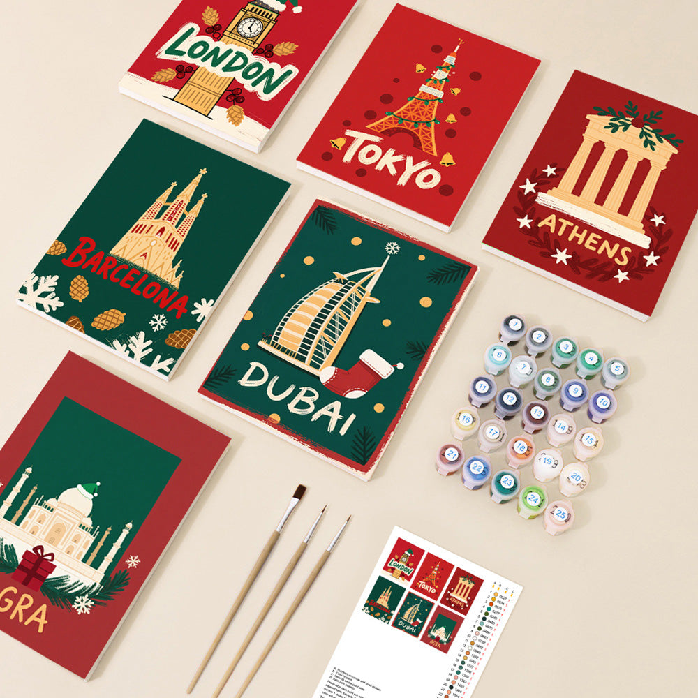 Noël dans les Pays Développés 6 Mini Peintures par Numéros