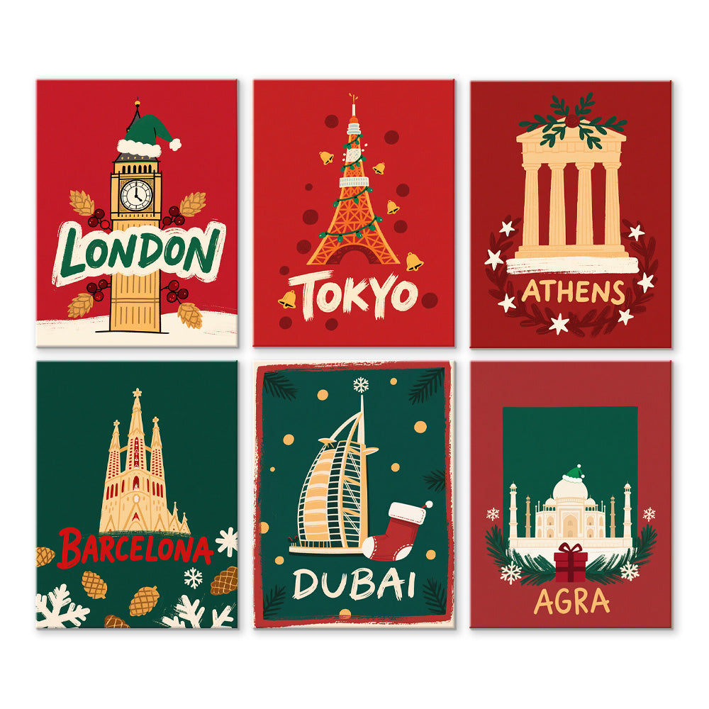 Noël dans les Pays Développés 6 Mini Peintures par Numéros