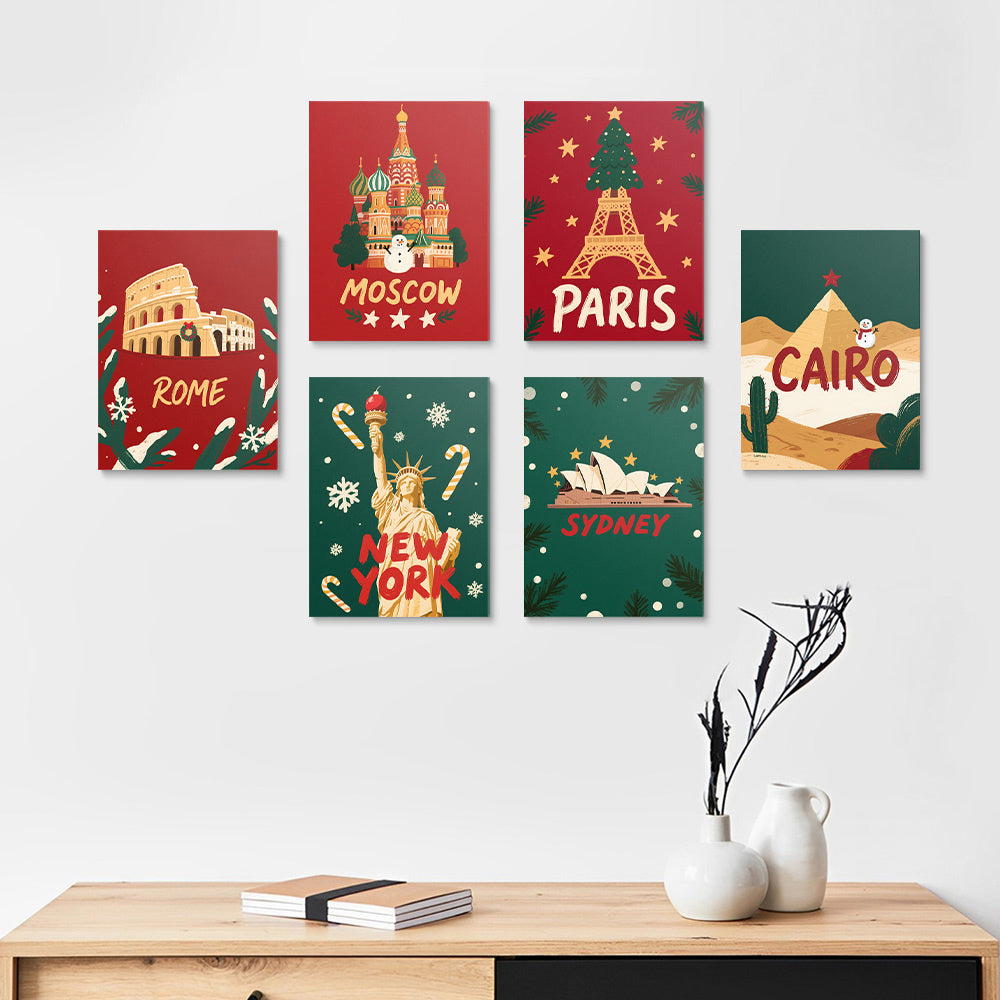 Noël dans les Pays Occidentaux 6 Mini Peintures par Numéros