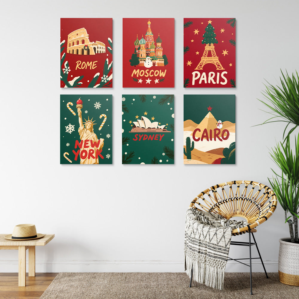 Noël dans les Pays Occidentaux 6 Mini Peintures par Numéros