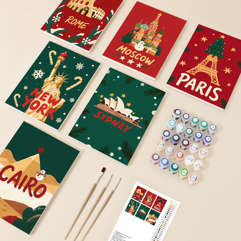 Noël dans les Pays Occidentaux 6 Mini Peintures par Numéros