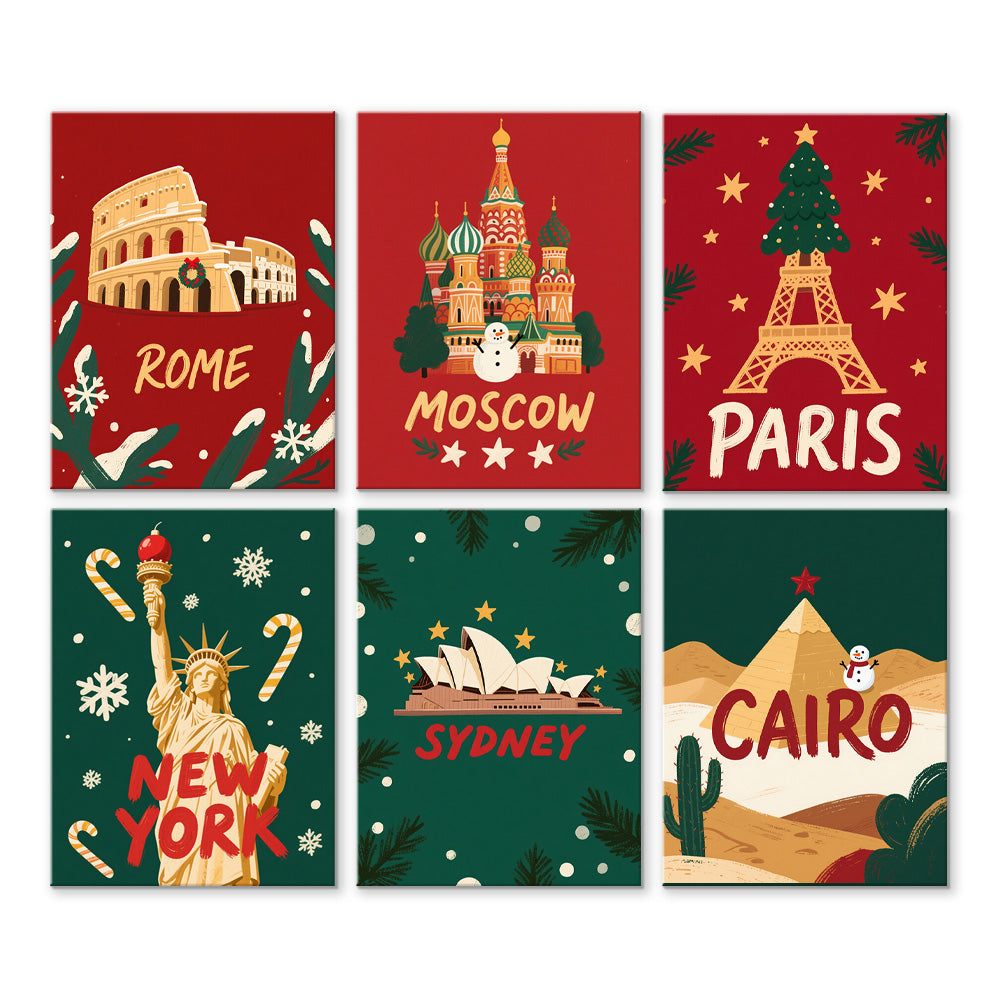 Noël dans les Pays Occidentaux 6 Mini Peintures par Numéros