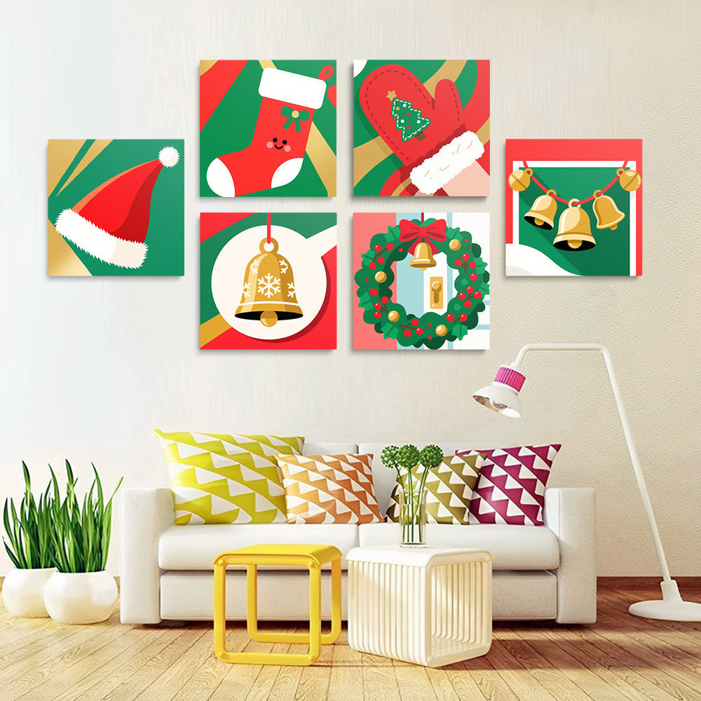 Objets de Noël Cartoon 6 Mini Peintures par Numéros