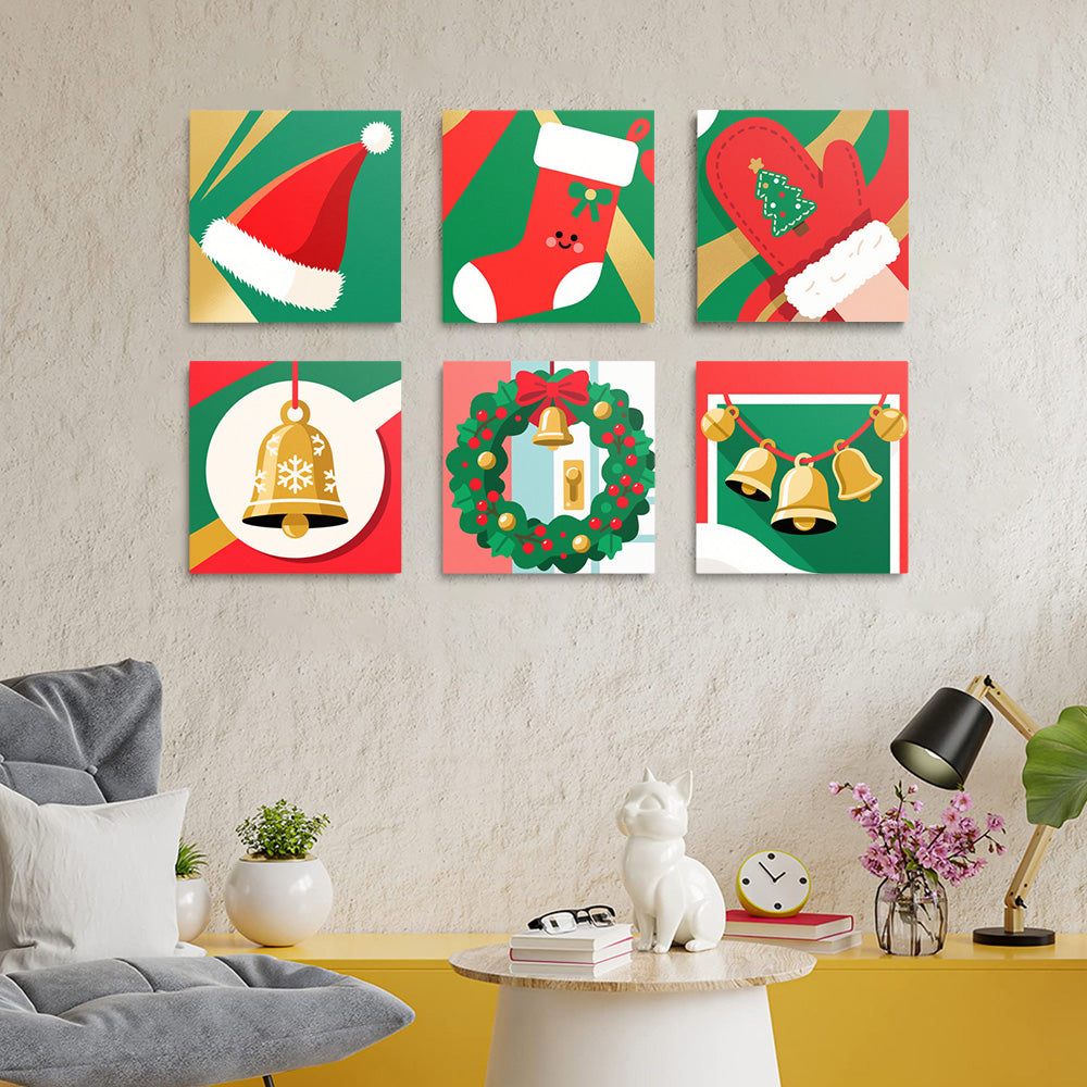 Objets de Noël Cartoon 6 Mini Peintures par Numéros
