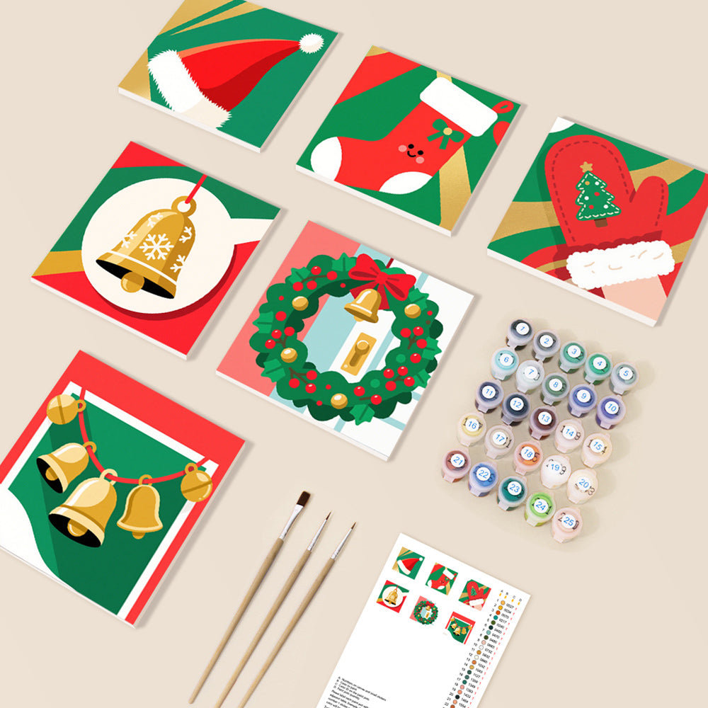 Objets de Noël Cartoon 6 Mini Peintures par Numéros