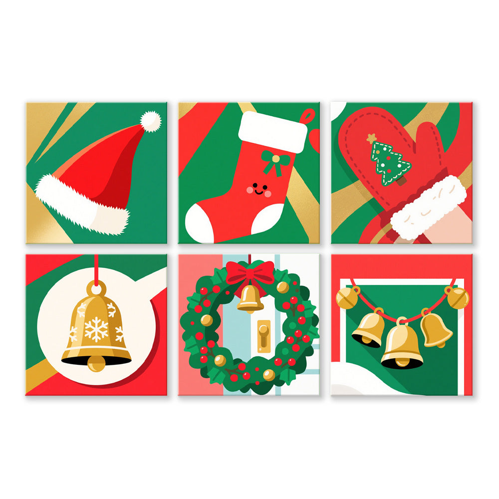Objets de Noël Cartoon 6 Mini Peintures par Numéros
