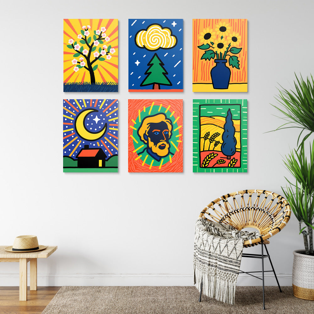 Œuvres Classiques de Van Gogh 6 Mini Peintures par Numéros