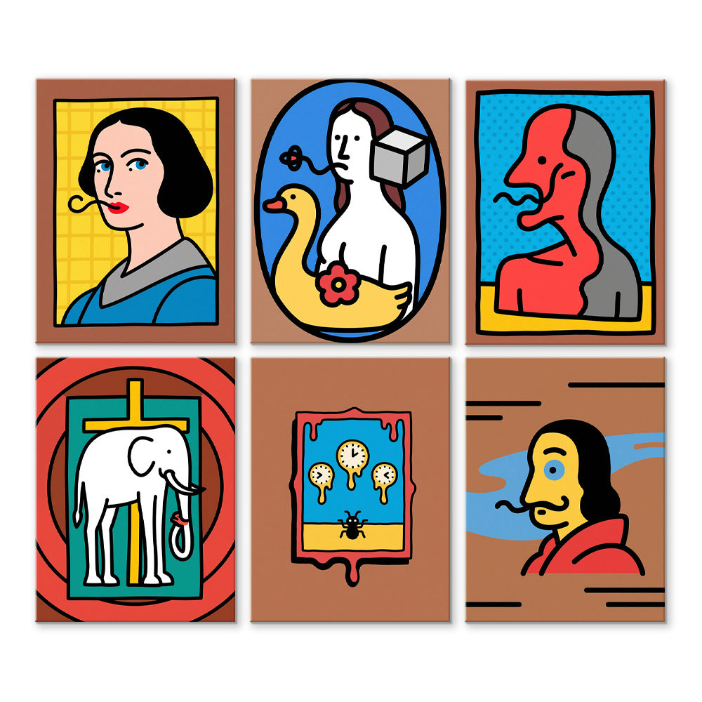 Œuvres de Dali 6 Mini Peintures par Numéros