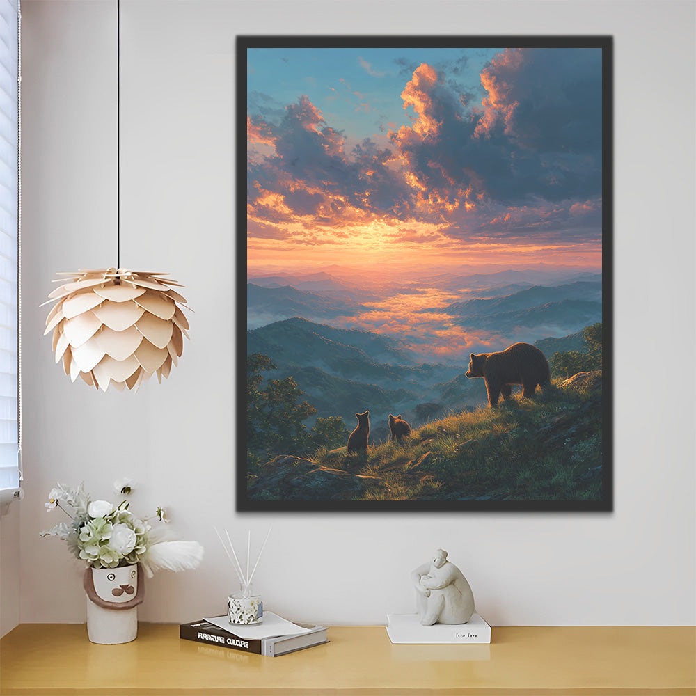 Ours sur la Colline au Crépuscule Peinture par Numéros