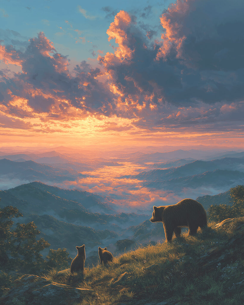 Ours sur la Colline au Crépuscule Peinture par Numéros