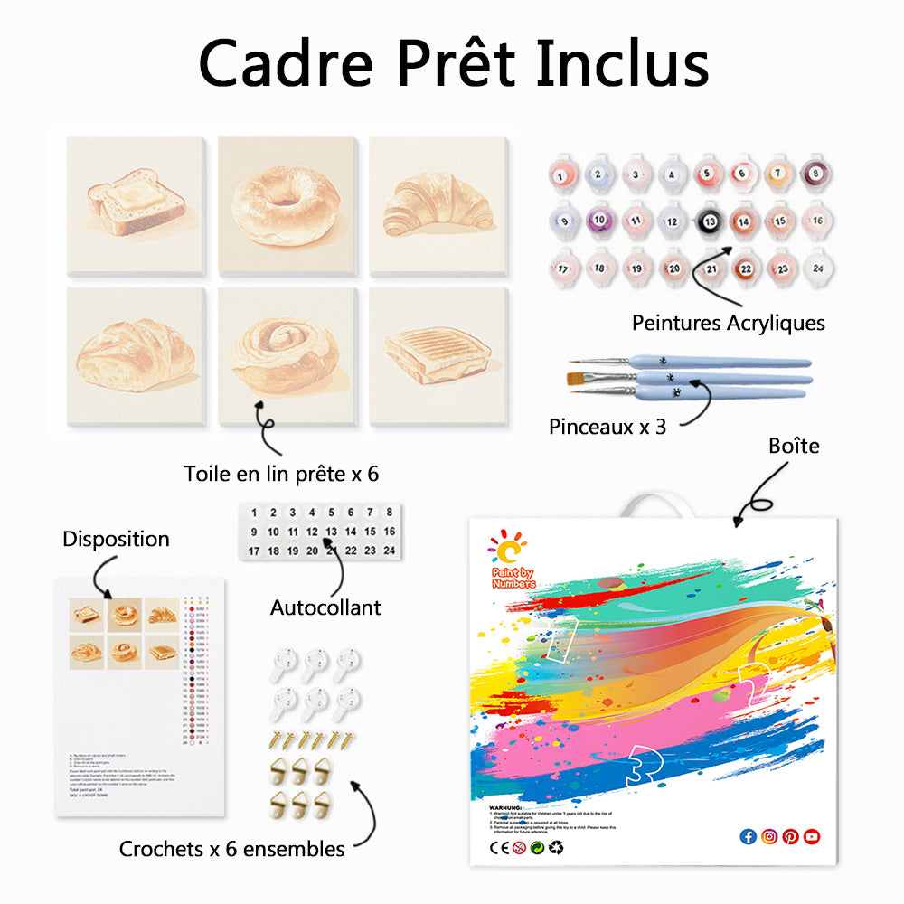 Pain Délicieux 6 Mini Peintures par Numéros