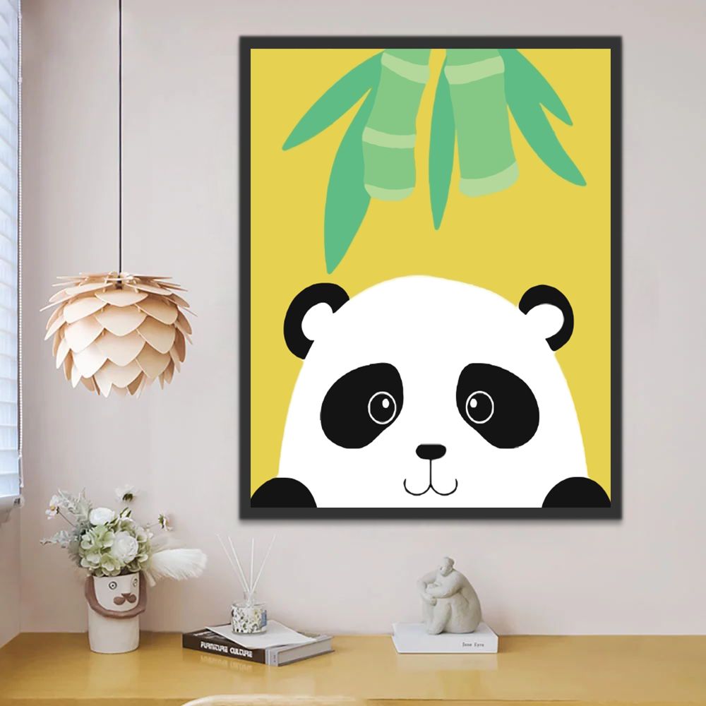 Panda et Bambous Cartoon Peinture par Numéros