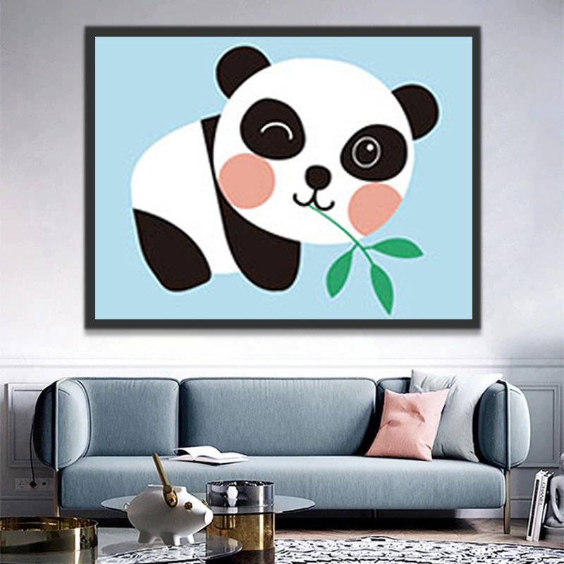 Panda mangeant des Bambous Peinture par Numéros