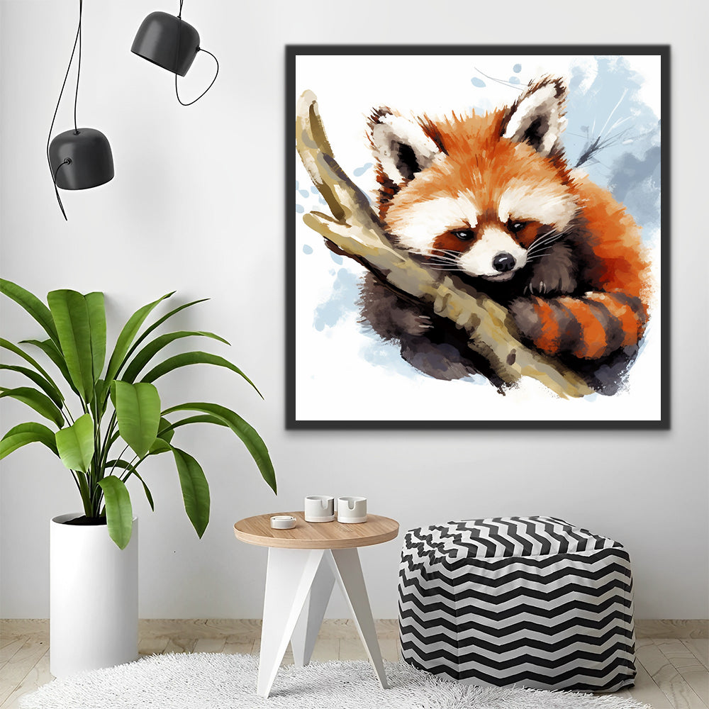 Panda roux sur une branche Peinture par Numéros