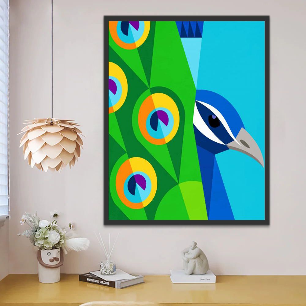 Paon Bleu Cartoon d'Enfants Peinture par Numéros