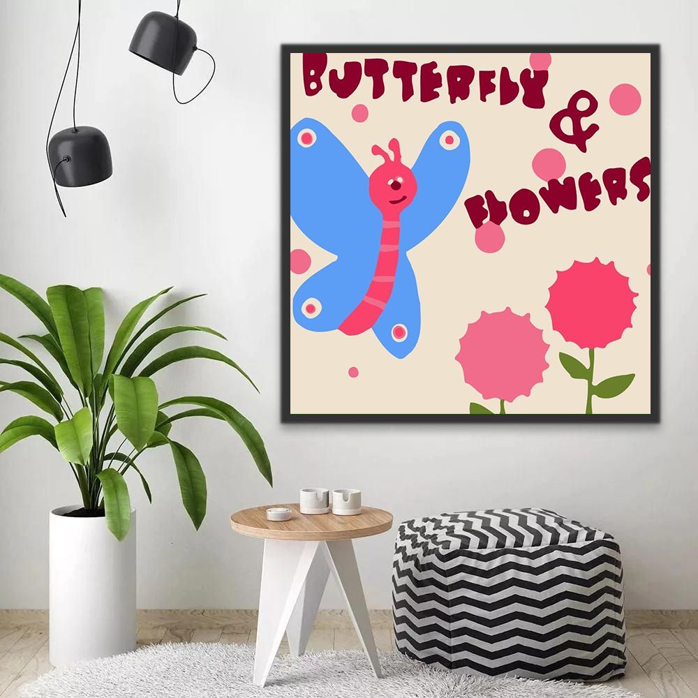 Papillon et Fleur Cartoon d'Enfants Peinture par Numéros