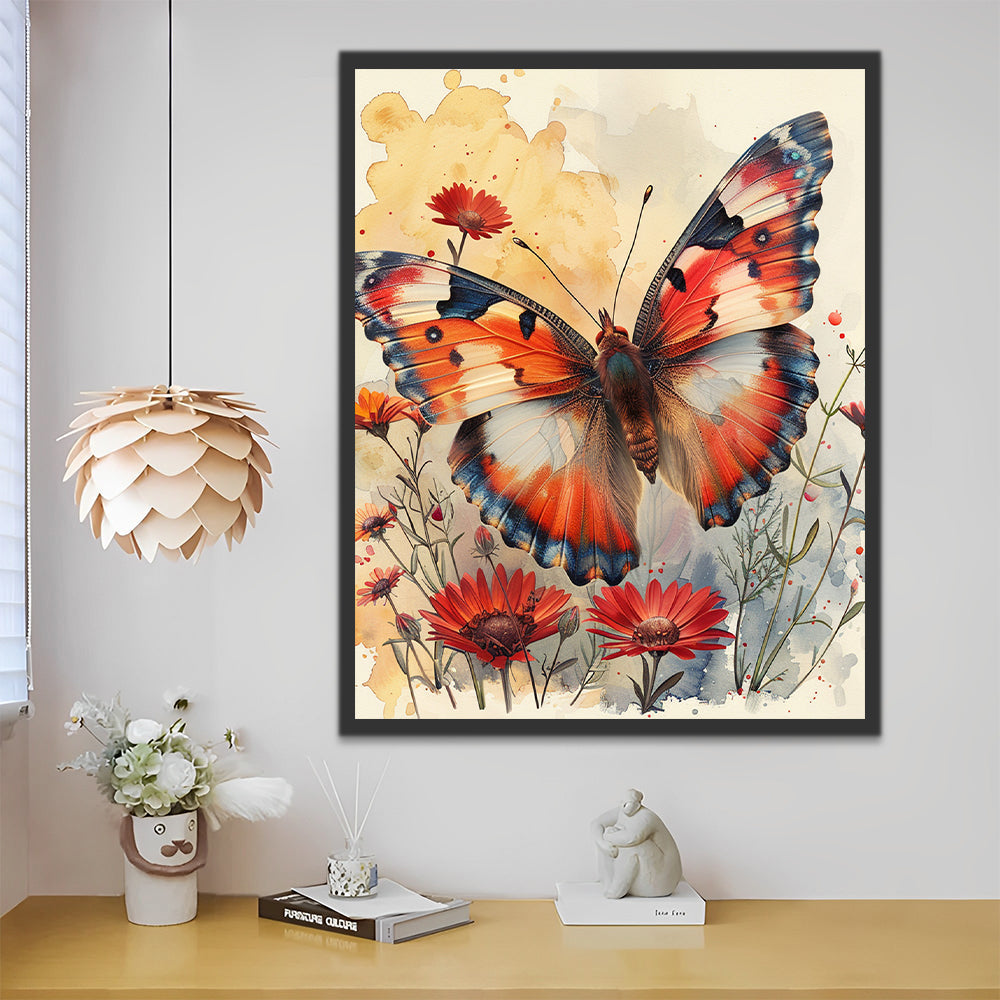 Papillon et Fleurs Peinture par Numéros