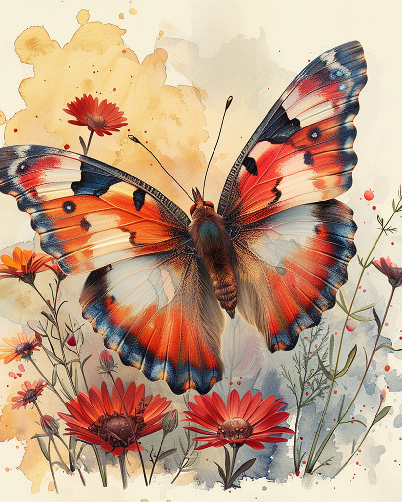 Papillon et Fleurs Peinture par Numéros
