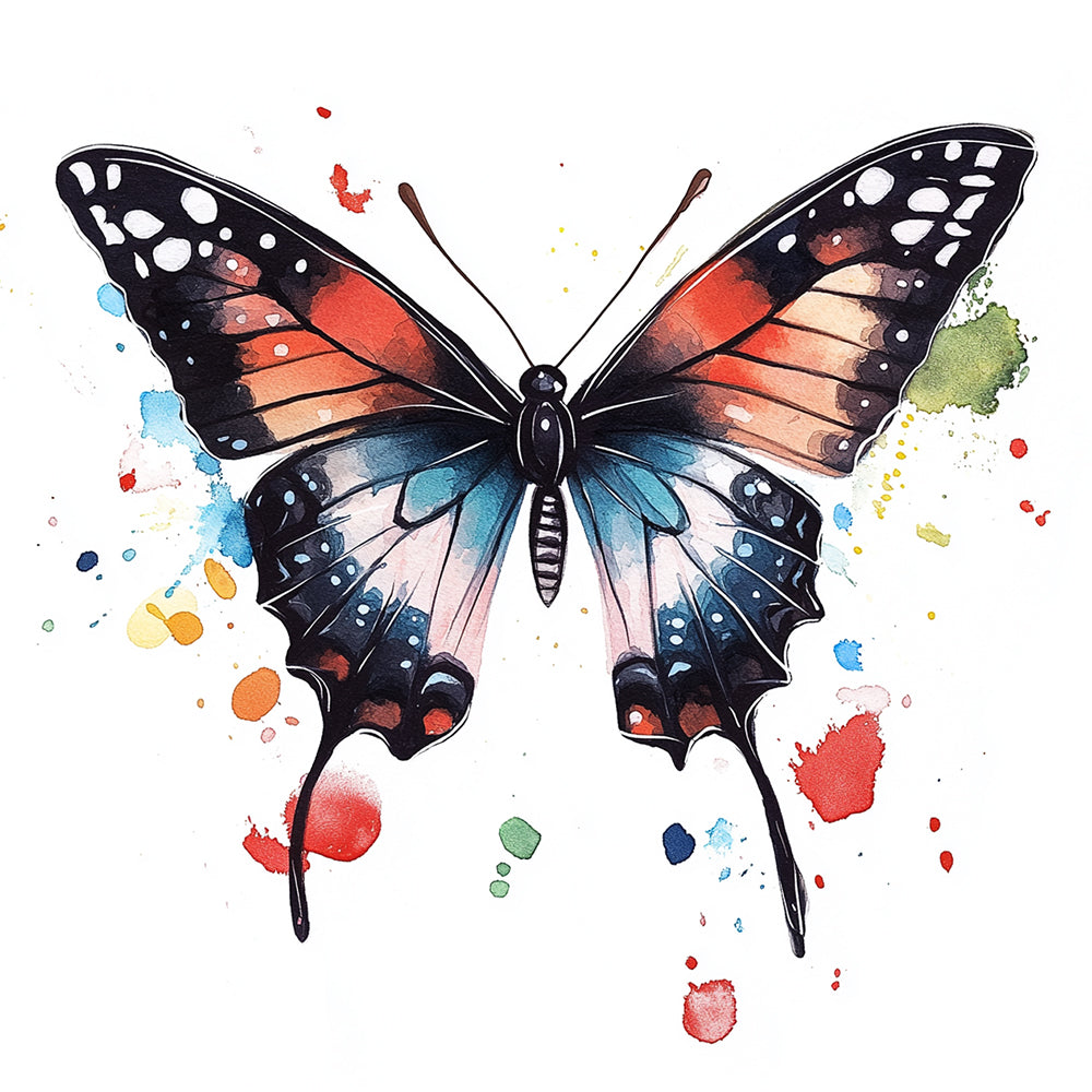 Papillon Noir Coloré Mini Peinture par Numéros